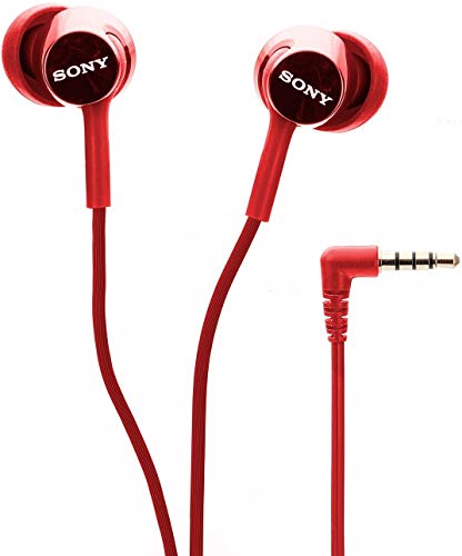 Sony MDR-EX155AP Wired in-Ear Headphones with Tangle Free Cable, 3.5mm Jack, Headset with Mic for Phone Calls and 1 Year Warranty – (Red)